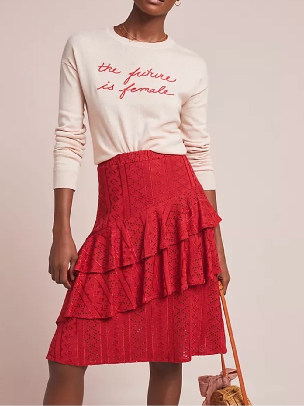 Anthropologie Soignet Eyelet Tiered Skirt in XL NWT